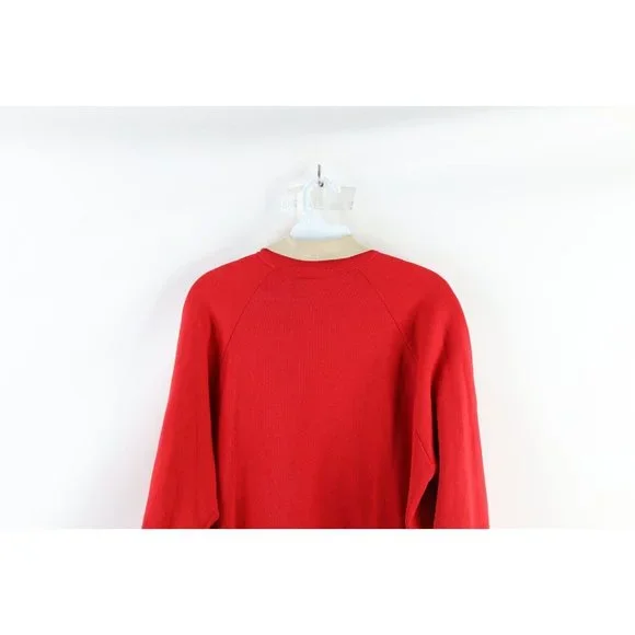 Vintage 90s Streetwear XL Faded Christmas Reindeer Collared Sweatshirt USA - Picture 7 of 8